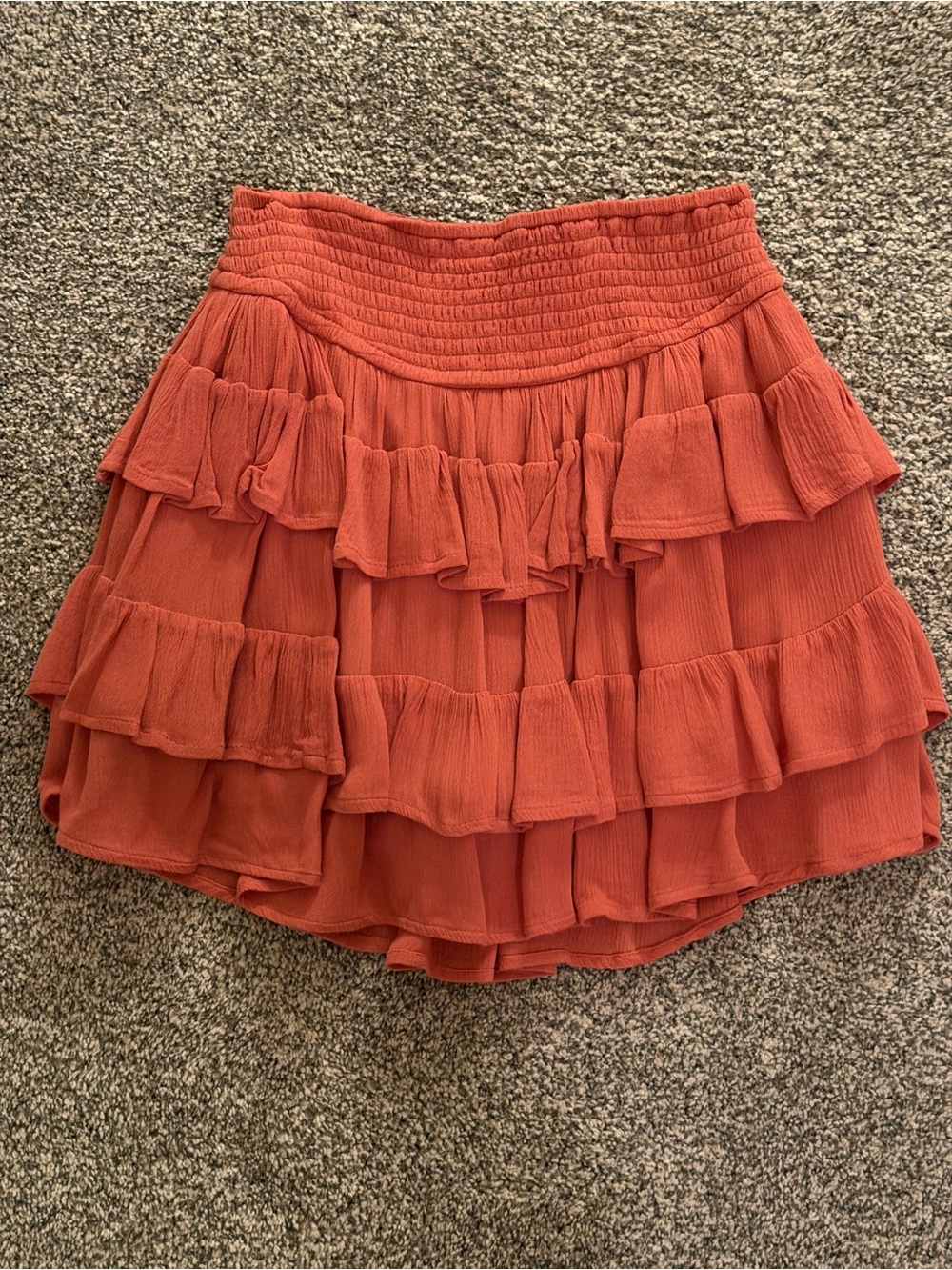 Hollister Rust Tiered Ruffle Skater Skirt